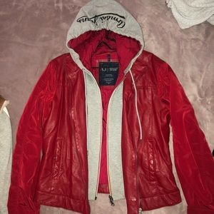 Armani Jeans Red Leather Jacket ( Men )